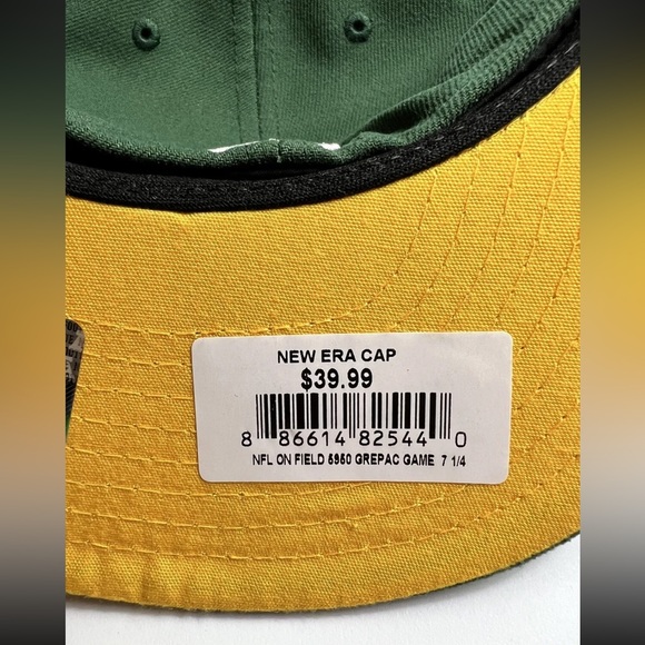 🔥New Era 59Fifty Men's Cap NFL Green Bay Packers Green YellowSideline 5950 Hat - Picture 4 of 5